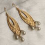 Art Deco Chandelier Earrings With Pearl Glass Drops, thumbnail 1 of 7
