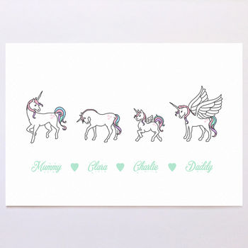 Personalised Unicorn Family Print, 4 of 6