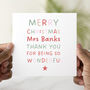 Personalised Thank You Teacher Christmas Card, thumbnail 1 of 3