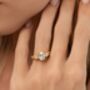 Two Ct Oval Moissanite Three Stone Engagement Ring, thumbnail 10 of 10