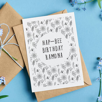 'Bees And Flowers' Personalised Birthday Card, 2 of 4