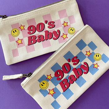 Personalised 70's, 80's, 90's Baby Canvas Makeup Bag, 9 of 11