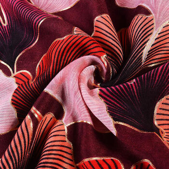 Red/Gold Mix Luxurious Ginkgo Leaf Pashmina Scarf, 4 of 4