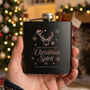 Personalised Christmas Stag Engraved Black Metal Hip Flask 6oz, thumbnail 3 of 6