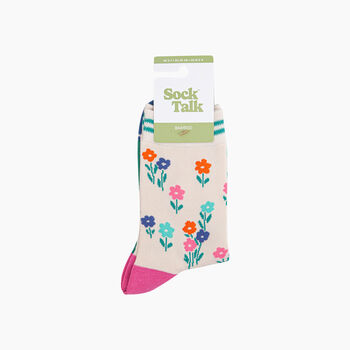 Wildflowers Bamboo Socks In Cream, 4 of 4