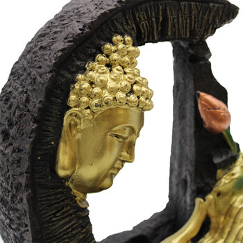 Tabletop Water Feature 30cm Golden Buddha And Lotus, 4 of 5