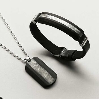 Meteorite And Carbon Fibre Dog Tag Necklace, 4 of 6