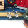 Sterling Silver Christmas Snowflake Hoop Earrings, thumbnail 1 of 10