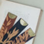 Personalised Bamboo Print Leather And Brass Bookmark, thumbnail 1 of 7