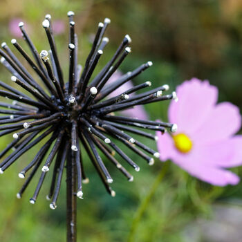 Black And White Allium Recycled Metal Garden Sculpture, 2 of 5