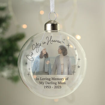 Personalised Photo Upload Memorial Glass Bauble, 3 of 3