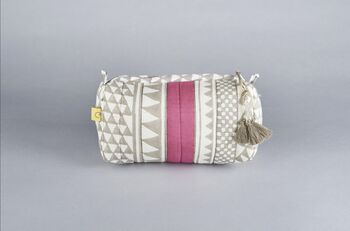 Block Print Sankari Design Pink Cotton Makeup Bag, 4 of 6