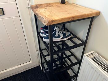 Handcrafted Shoe Rack With Spalted Beech Shelf, 10 of 10