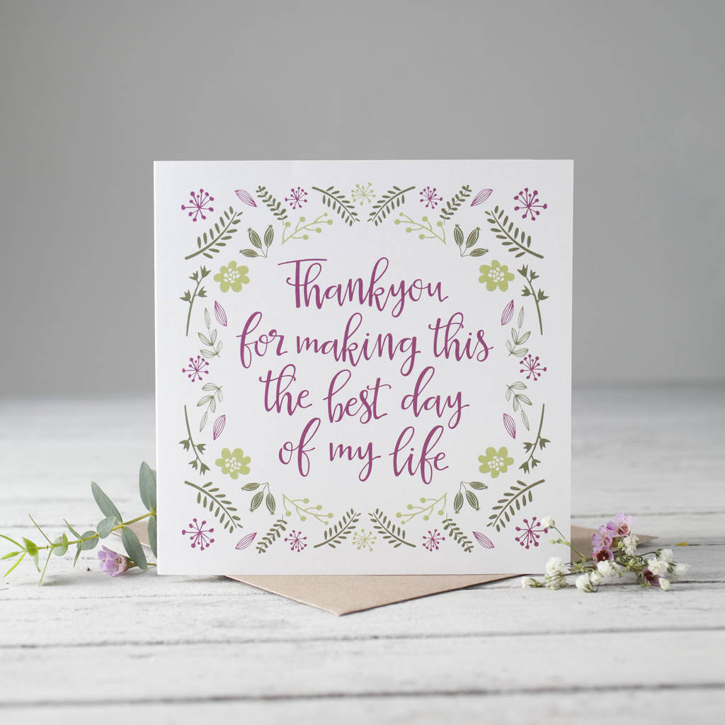 thank you bride/groom wedding day card by the joy of memories