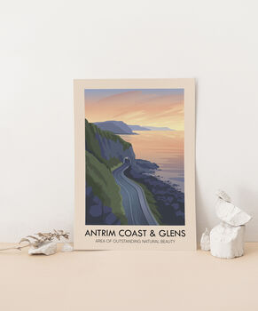 Antrim Coast And Glens Aonb Travel Poster Art Print, 3 of 8