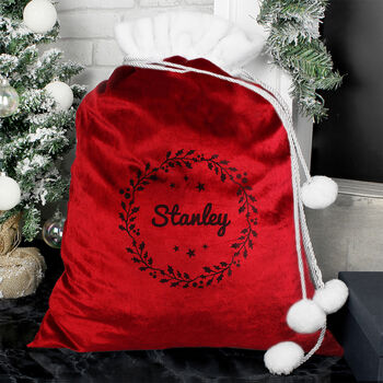 Personalised Red Holly Quality Xmas Sack, 2 of 4