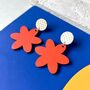 Statement Wooden Flower Stud Earrings, thumbnail 7 of 9