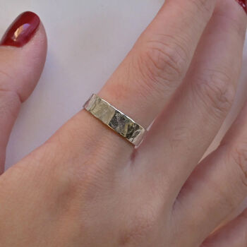Sterling Silver Personalised Handwriting Hammered Ring, 2 of 4
