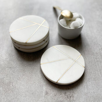 White Marble Coaster Sets Various Styles, 2 of 5