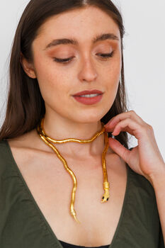 Gold Or Silver Plated Snake Necklace, 2 of 9