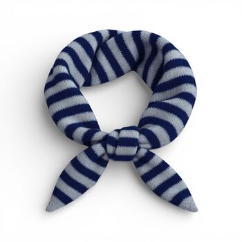 Personalised Navy And Soft Grey Stripe Triangle Scarf, 2 of 4