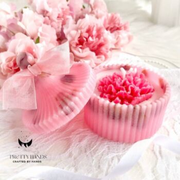 Personalised Wax Pot Of Carnation Flower Candle With Free Greeting Card, 4 of 6