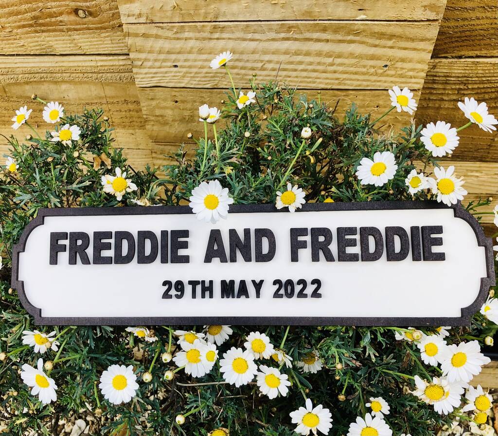 Personalised Civil Ceremony Name Wooden Double Roadsign, 1 of 8