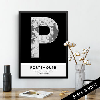 Portsmouth City Map Wall Art Print, 3 of 9