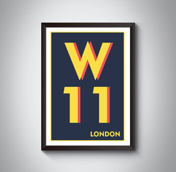 W11 Notting Hill London Postcode Typography Print, 8 of 11