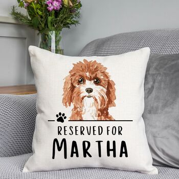 Personalised Reserved For Dog Breed Cushion, 2 of 7