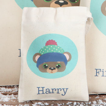 Personalised Christmas Bear Cotton Bags, 2 of 5