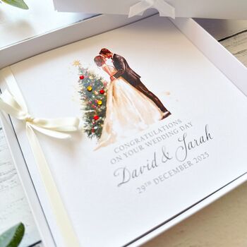 Handmade Christmas Wedding Card Christmas Tree Design, 3 of 6