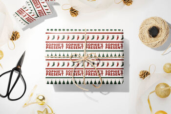 Premium Christmas Wrapping Paper With Personalised Name, 2 of 4