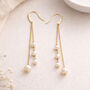 Gold Plated Sterling Silver Multi Freshwater Pearl Long Chain Drop Earrings, thumbnail 1 of 4