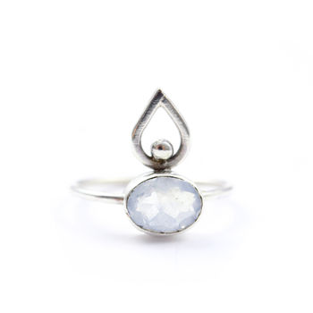 Hava And Larue. Stacked Sterling Silver Moonstone Rings, 4 of 5