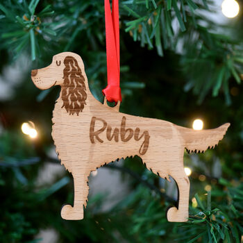 Personalised Irish Setter Wooden Dog Xmas Decoration, 7 of 7
