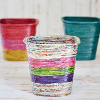 Colourful Recycled Newspaper Waste Paper Basket, 8 of 9