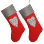 His And Hers Personalised Nordic Red Heart Stockings, thumbnail 2 of 9