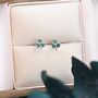 Sterling Silver Green Cz Shamrock Tiny Stud Earrings, thumbnail 5 of 12