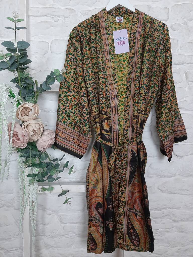 Unisex Upcycled Sari Silk Kimono By Patchouli Fair | notonthehighstreet.com