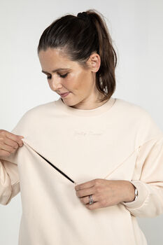 Women's Breastfeeding Beige Embroidered Sweatshirt, 2 of 3