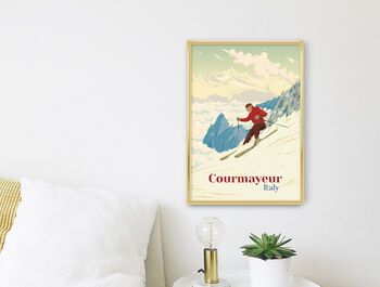 Courmayeur Ski Resort Italy Travel Poster Art Print, 3 of 8