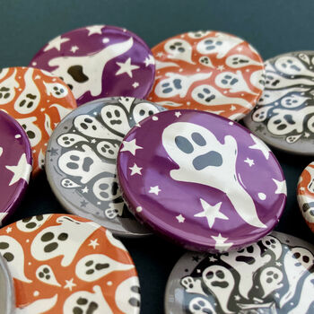 Spooky Ghost Halloween Badge Set, 3 of 5