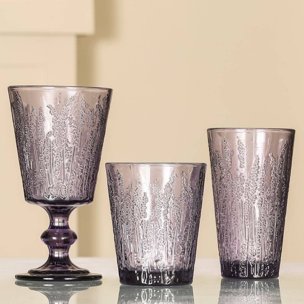 Heather Blooms Luxury Embossed Glassware By Dibor