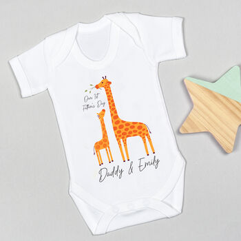 Personalised Our First Father's Day Babygrow Bodysuit Giraffe, 3 of 5