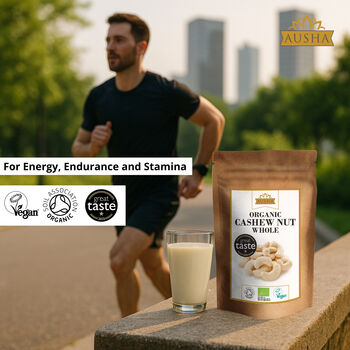 Ausha Organic Cashew Nuts 1kg Whole Great Taste Award UK Certified Organic By Soil Association, 5 of 12