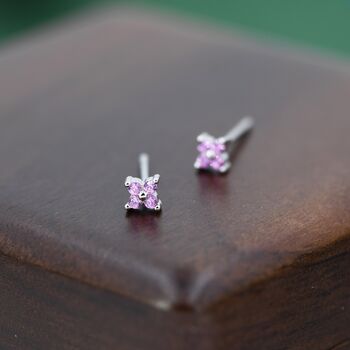 Pink Hydrangea Tiny Stud Earrings In Sterling Silver, 2 of 10