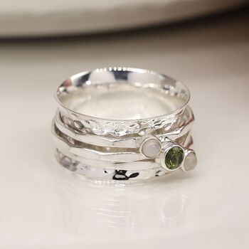 Personalised Sterling Silver Peridot Spinning Ring, 3 of 10