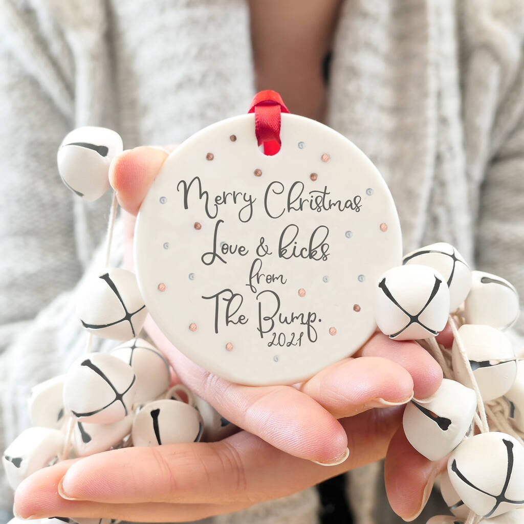 Merry Christmas Love The Bump 21 Script Bauble By Parsy Card Co Notonthehighstreet Com