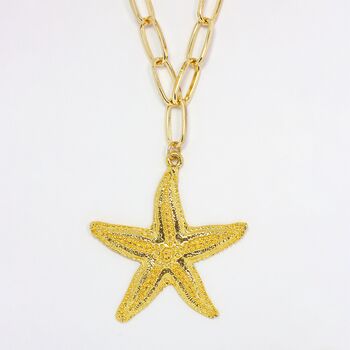 Oversized Starfish Chunky Charm And Chain Necklace, 4 of 5